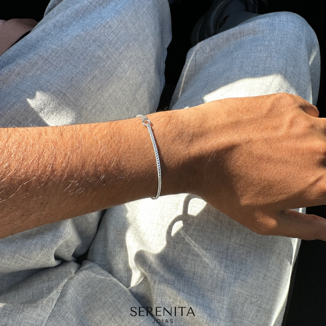 Kit Colar Cruz + Pulseira Grumet em Prata 925