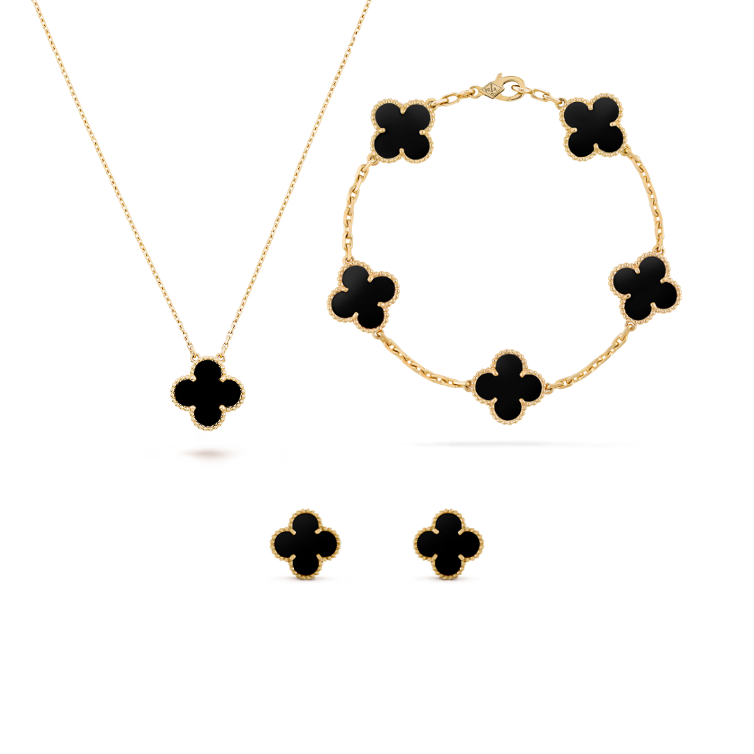 Conjunto de Trevo Pulseira + Brinco + Colar Solo - Royal