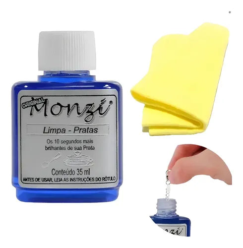 Kit Limpa Prata Monzi 35 Ml + 1 Flanela