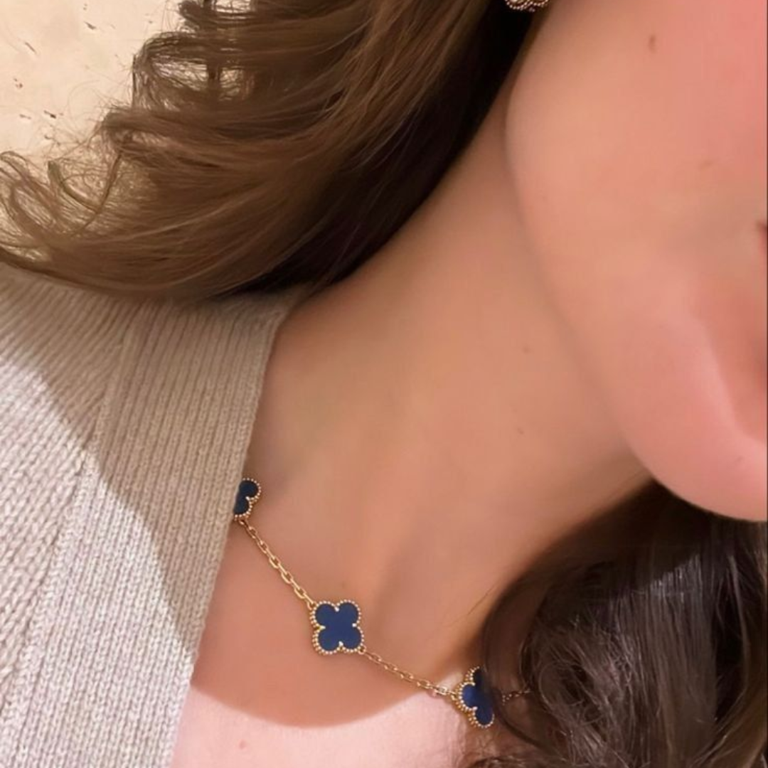 Conjunto Colar + Pulseira + Brinco + Anel Trevo